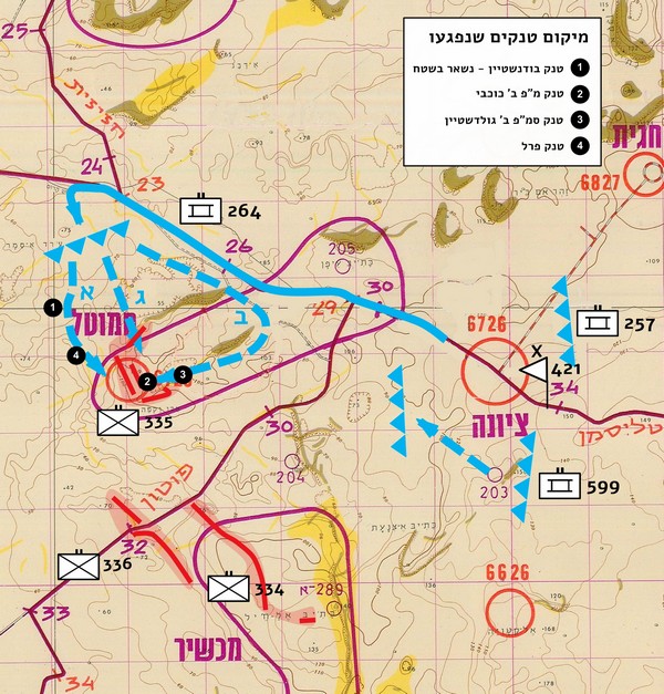 מפה מס' 15 - התקפת גדוד 264 - גדודים 257 ו-599 בחיפוי