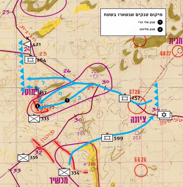 מפה מס' 18 - התקפת גדוד 257 - גדוד 599 מתפנה מ"מכשיר"